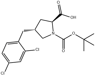 (2S,4R)-1-(tert-butoxycarbonyl)-4-(2,4-dichlorobenzyl)pyrrolidine-2-carboxylic acid Struktur