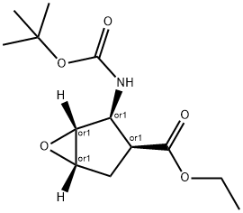 ETHYL (1S*,2R*,3R*,5R*)-2-(TERT-BUTOXYCARBONYLAMINO)-6-OXA-BICYCLO[3.1.0]HEXANE-3-CARBOXYLATE Struktur