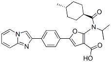 3-Furancarboxylic  acid,  5-(4-imidazo[1,2-a]pyridin-2-ylphenyl)-2-[[(trans-4-methylcyclohexyl)carbonyl](1-methylethyl)amino]- Struktur