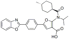 3-Furancarboxylic  acid,  5-[4-(2-benzoxazolyl)phenyl]-2-[[(trans-4-methylcyclohexyl)carbonyl](1-methylethyl)amino]- Struktur