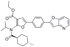 3-Furancarboxylic  acid,  5-(4-furo[3,2-b]pyridin-2-ylphenyl)-2-[[(trans-4-methylcyclohexyl)carbonyl](1-methylethyl)amino]-,  ethyl  ester Struktur