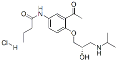 Butanamide, N-[3-acetyl-4-[2-hydroxy-3-[(1-methylethyl)amino]propoxy]phenyl]-, monohydrochloride, (S)- Struktur