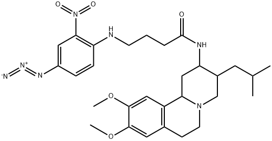 N-(3-isobutyl-9,10-dimethoxy-1,2,3,4,6,7-hexahydro-11bH-benzo(a)quinolizin-2-yl)-4-((4-azido-2-nitrophenyl)amino)butanamide Struktur