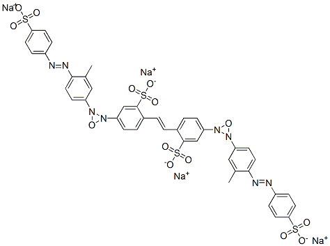 tetrasodium 4,4'-bis[3-[3-methyl-4-[(4-sulphonatophenyl)azo]phenyl]oxadiaziridinyl]stilbene-2,2'-disulphonate Struktur