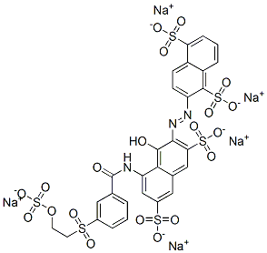 pentasodium 2-[[1-hydroxy-3,6-disulphonato-8-[[3-[[2-(sulphonatooxy)ethyl]sulphonyl]benzoyl]amino]-2-naphthyl]azo]naphthalene-1,5-disulphonate 結(jié)構(gòu)式