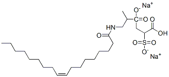 disodium (Z)-4-[1-methyl-2-[(1-oxooctadec-9-enyl)amino]ethyl] 2-sulphonatosuccinate Struktur