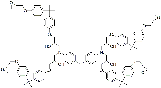 1,1',1'',1'''-[methylenebis(p-phenylenenitrilo)]tetrakis[3-[4-[1-methyl-1-[4-(oxiranylmethoxy)phenyl]ethyl]phenoxy]propan-2-ol] Struktur