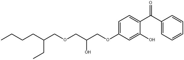 [4-[3-[(2-ethylhexyl)oxy]-2-hydroxypropoxy]-2-hydroxyphenyl] phenyl ketone Struktur