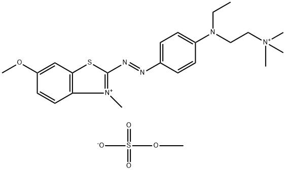 2-[[4-[ethyl[2-(trimethylammonio)ethyl]amino]phenyl]azo]-6-methoxy-3-methylbenzothiazolium bis(methylsulphate) Struktur