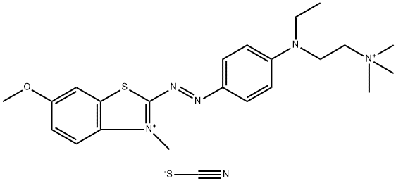 2-[[4-[ethyl[2-(trimethylammonio)ethyl]amino]phenyl]azo]-6-methoxy-3-methylbenzothiazolium dithiocyanate Struktur