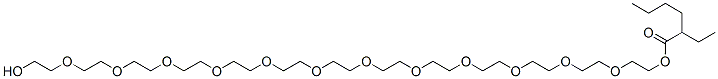 Hexanoic acid, 2-ethyl-, 38-hydroxy-3,6,9,12,15,18,21,24,27,30,33,36-dodecaoxaoctatriacont-1-yl ester Struktur