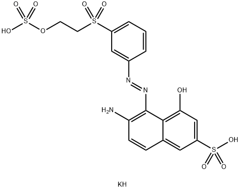 dipotassium 6-amino-4-hydroxy-5-[[3-[[2-(sulphonatooxy)ethyl]sulphonyl]phenyl]azo]naphthalene-2-sulphonate Struktur