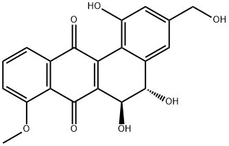 (+)-5,6-Dihydro-1,5,6-trihydroxy-3-(hydroxymethyl)-8-methoxybenzo[a]anthracene-7,12-dione Struktur