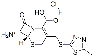 (6R-trans)-7-amino-3-[[(5-methyl-1,3,4-thiadiazol-2-yl)thio]methyl]-8-oxo-5-thia-1-azabicyclo[4.2.0]oct-2-ene-2-carboxylic acid monohydrochloride  Struktur