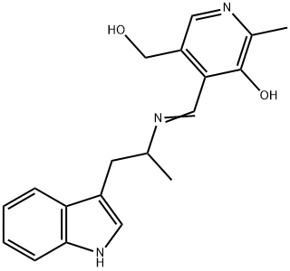 3-Pyridinemethanol, 5-hydroxy-4-(((2-(1H-indol-3-yl)-1-methylethyl)imi no)methyl)-6-methyl- Struktur