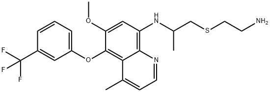 8-((5'-amino-1'-methyl-3'-thiapentyl)amino)-6-methoxy-4-methyl-5-((3-trifluoromethyl)phenoxy)quinoline Struktur