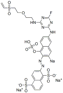 2-[6-[4-Fluoro-6-[2-(2-vinylsulfonylethoxy)ethylamino]-1,3,5-triazin-2-ylamino]-1-hydroxy-3-sodiosulfo-2-naphtylazo]-1,5-naphthalenedisulfonic acid disodium salt Struktur