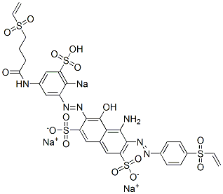 4-Amino-5-hydroxy-6-[2-sodiosulfo-5-(4-vinylsulfonylbutyrylamino)phenylazo]-3-(4-vinylsulfonylphenylazo)-2,7-naphthalenedisulfonic acid disodium salt Struktur