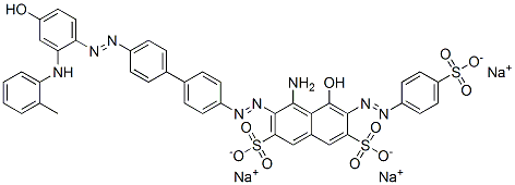 4-amino-5-hydroxy-3-[[4'-[[4-hydroxy-2-[(o-tolyl)amino]phenyl]azo][1,1'-biphenyl]-4-yl]azo]-6-[(4-sulphophenyl)azo]naphthalene-2,7-disulphonic acid, sodium salt Struktur