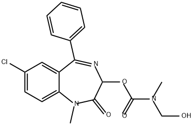 (Hydroxymethyl)methylcarbamic acid 7-chloro-2,3-dihydro-1-methyl-2-oxo-5-phenyl-1H-1,4-benzodiazepin-3-yl ester Struktur