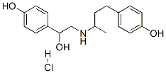 (+/-)-4-[2-[[3-(4-hydroxyphenyl)-1-methylpropyl]amino]-1-hydroxyethyl]phenol hydrochloride Struktur