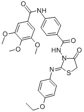 Benzamide, N-(4-(((2-((4-ethoxyphenyl)imino)-4-oxo-3-thiazolidinyl)ami no)carbonyl)phenyl)-3,4,5-trimethoxy- Struktur