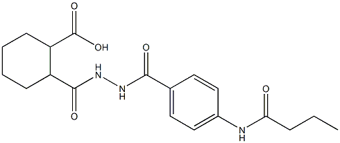 2-({2-[4-(butyrylamino)benzoyl]hydrazino}carbonyl)cyclohexanecarboxylic acid Struktur