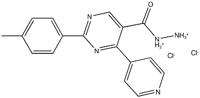 1-{[2-(4-methylphenyl)-4-(4-pyridinyl)-5-pyrimidinyl]carbonyl}hydrazinium dichloride Struktur