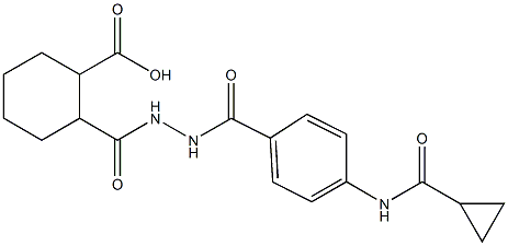 2-[(2-{4-[(cyclopropylcarbonyl)amino]benzoyl}hydrazino)carbonyl]cyclohexanecarboxylic acid Struktur