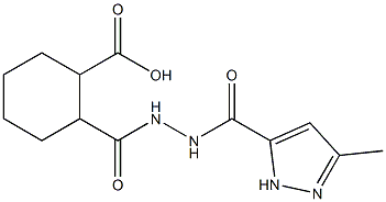 2-({2-[(3-methyl-1H-pyrazol-5-yl)carbonyl]hydrazino}carbonyl)cyclohexanecarboxylic acid Struktur