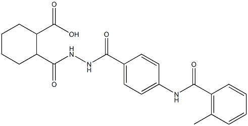 2-[(2-{4-[(2-methylbenzoyl)amino]benzoyl}hydrazino)carbonyl]cyclohexanecarboxylic acid Struktur