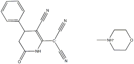 2-(3-CYANO-4-PHENYL-6-OXO-1,4,5,6-TETRAHYDRO-PYRIDIN-2-YL)-MALONONITRILE 4-METHYLMORPHOLINIUM SALT Struktur