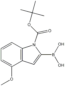 1-(tert-butoxycarbonyl)-4-methoxy-1H-indol-2-ylboronic acid Struktur