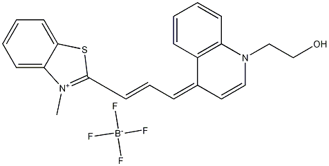 Benzothiazolium, 2-[3-[1-(2-hydroxyethyl)-4(1H)-quinolinylidene]-1-propen-1-yl]-3-methyl-, tetrafluoroborate(1-) Struktur