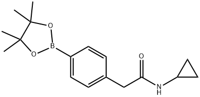 N-Cyclopropyl-2-(4-(4,4,5,5-tetramethyl-1,3,2-dioxaborolan-2-yl)phenyl)acetamide Struktur