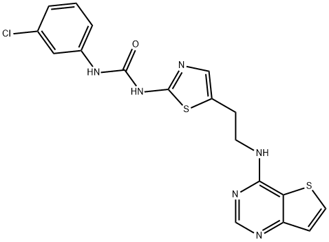 N-(3-Chlorophenyl)-N'-[5-[2-(thieno[3,2-d]pyrimidin-4-ylamino)ethyl]-2-thiazolyl]urea Struktur