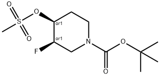 Cis-tert-butyl3-fluoro-4-(methylsulfonyloxy)piperidine-1-carboxylate Struktur