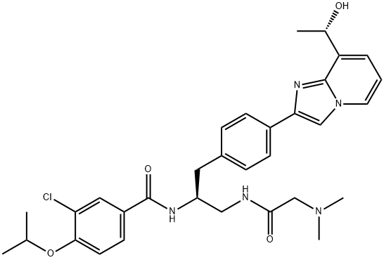 3-Chloro-N-{(1S)-2-[(N,N-dimethylglycyl)amino]-1-[(4-{8-[(1S)-1-hydroxyethyl]imidazo[1,2-a]pyridin-2-yl}phenyl)methyl]ethyl}-4-[(1-methylethyl)oxy]benzamide