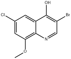 3-Bromo-6-chloro-4-hydroxy-8-methoxyquinoline Struktur