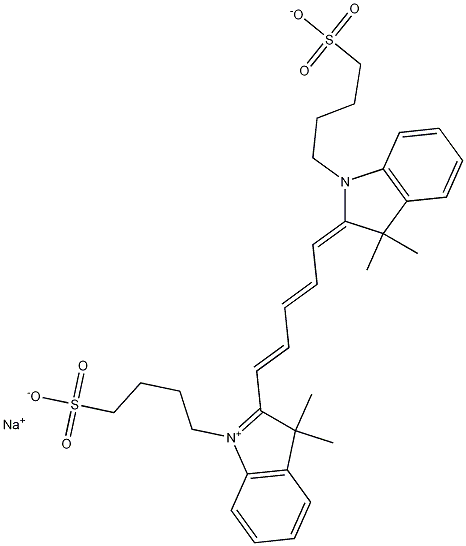 2-[5-[3,3-Dimethyl-1-(4-sulfobutyl)-1,3-dihydroindol-2-ylidene]penta-1,3-dienyl]-3,3-dimethyl-1-(4-sulfobutyl)-3H-indolium inner salt sodium salt Struktur