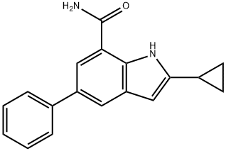 2-cyclopropyl-5-phenyl-1H-indole-7-carboxamide Struktur