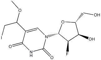 5-(1-Methoxy-2-iodoethyl)-2'-fluoro-2'-deoxyuridine Struktur