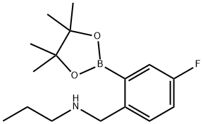 N-(4-Fluoro-2-(4,4,5,5-tetramethyl-1,3,2-dioxaborolan-2-yl)benzyl)propan-1-amine Struktur