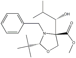 (2R,4S)-2-t-Butyl-N-benzyl-4-[1-(S)-hydroxy-2-methylpropyl]-oxazolidine-4-carboxylic Acid, Methyl Ester Struktur