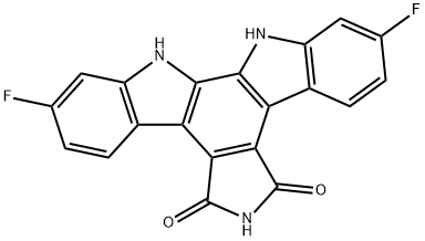 12,13-Dihydro-2,10-difluoro-5H-Indolo[2,3-a]pyrrolo[3,4-c]carbazole-5,7(6H)-dione Struktur