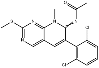 N-[6-(2,6-Dichlorophenyl)-8-methyl-2-(methylthio)pyrido[2,3-d]pyrimidin-7(8H)-ylidene]acetamide Struktur