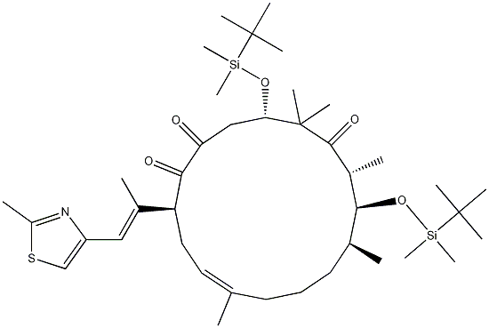 (4S,7R,8S,9S,13Z,16S)-4,8-Bis-{[tert-butyl(dimethyl)silyl]oxy}-5,5,7,9,13-pentamethyl-16-[(E)-1-methyl-2-(2-methyl-1,3-thiazol-4-yl)ethenyl]oxocyclohexadec-13-ene-2,6-dione Struktur