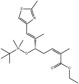 Ethyl (2Z,5S,6E)-5-{[tert-Butyl(dimethyl)silyl]oxy}-2,6-dimethyl-7-(2-methyl-1,3-thiazol-4-yl)hepta-2,6-dienoate Struktur