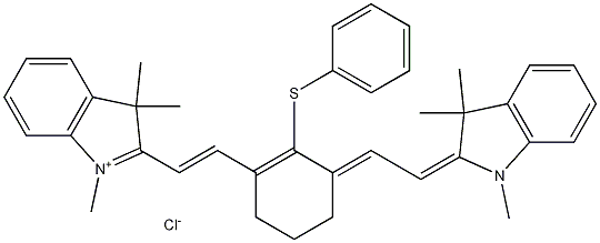 2-[2-[3-[2-(1,3-Dihydro-1,3,3-trimethyl-2H-indol-2-ylidene)ethylidene]-2-(phenylthio)-1-cyclohexen-1-yl]ethenyl]-1,3,3-trimethyl-3H-indolium chloride Struktur