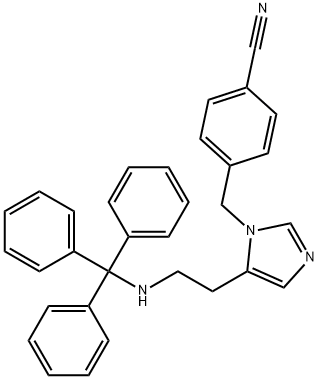 4-((5-(2-(tritylamino)ethyl)-1H-imidazol-1-yl)methyl)benzonitrile Struktur